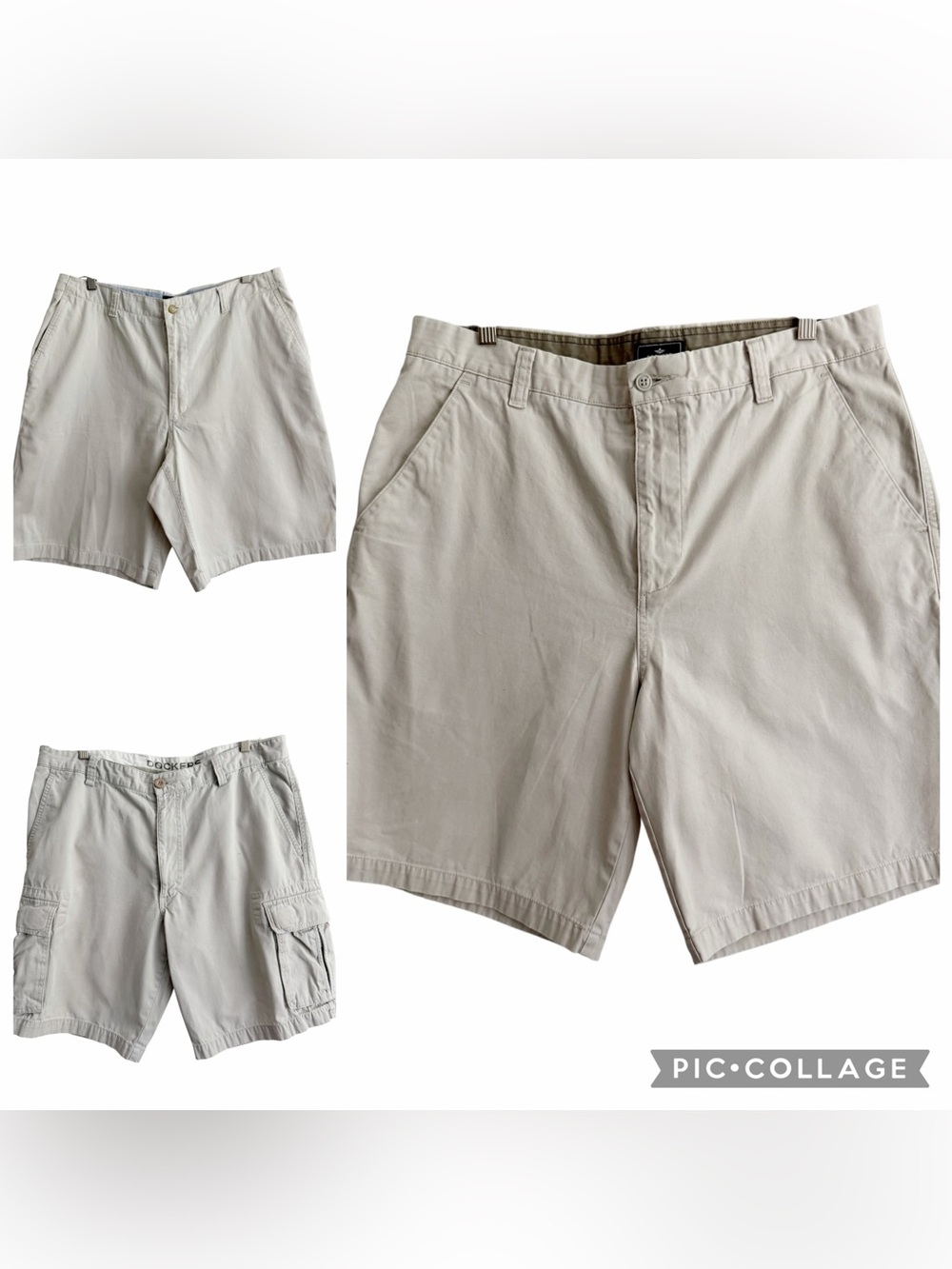Three Dockers & Club Room Classic Light Khaki Cotton Shorts 36